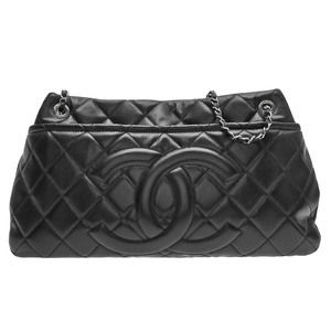 CHANEL GST black silver fittings caviar skin shoulder bag
